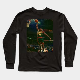 Shawn Kemp - Vintage Design Of Basketball Long Sleeve T-Shirt